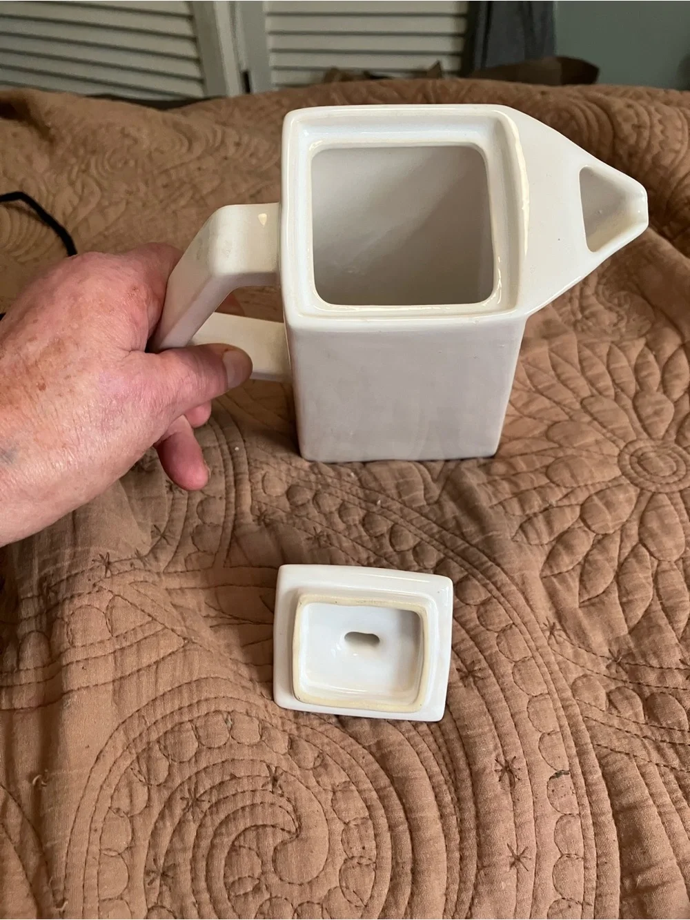 Vintage Pier 1 White Ceramic Rectangular Pitcher